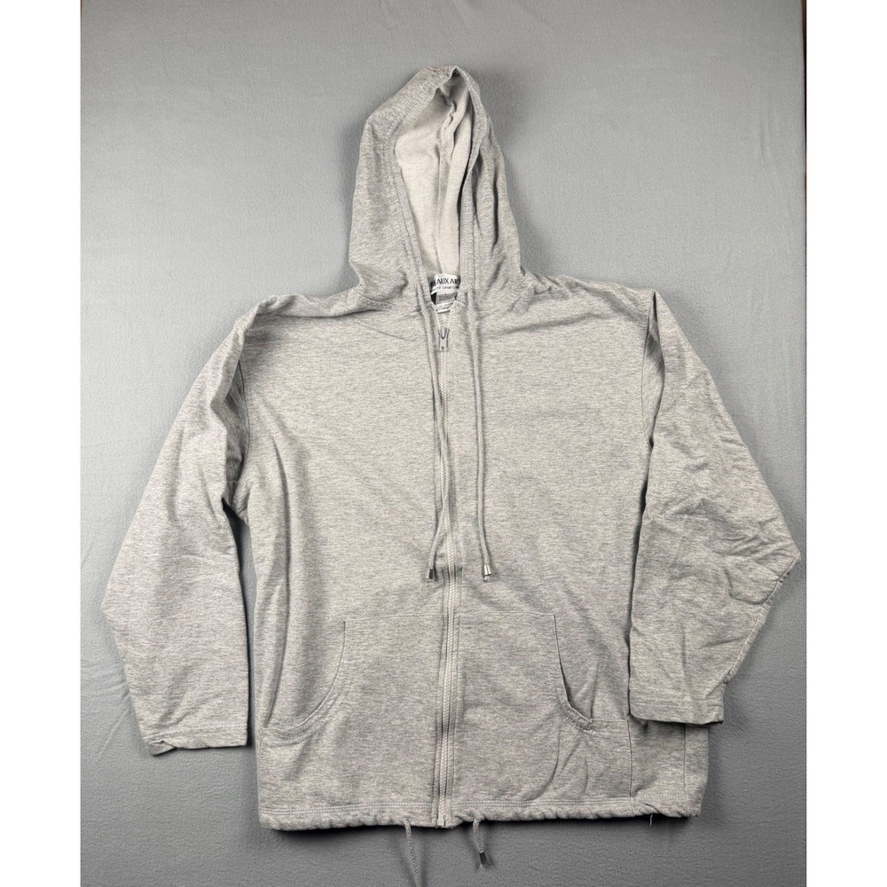 Beaux Art Mens Full Zip Hoodie Gray Cotton Blend Fleece Sweatshirt Turkey Large